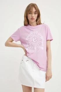 Koszulki sportowe damskie - Vans t-shirt bawełniany damski kolor fioletowy - grafika 1