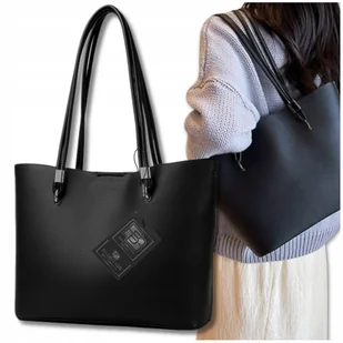 Torebka Damska Czarna Skórzana BAD&BAGS Na Ramię Torba Shopperka Pojemna - Torebki damskie - miniaturka - grafika 1