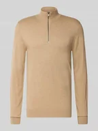 Swetry męskie - Bluza z kołnierzem z mieszanki bawełny z efektem dzianiny - miniaturka - grafika 1