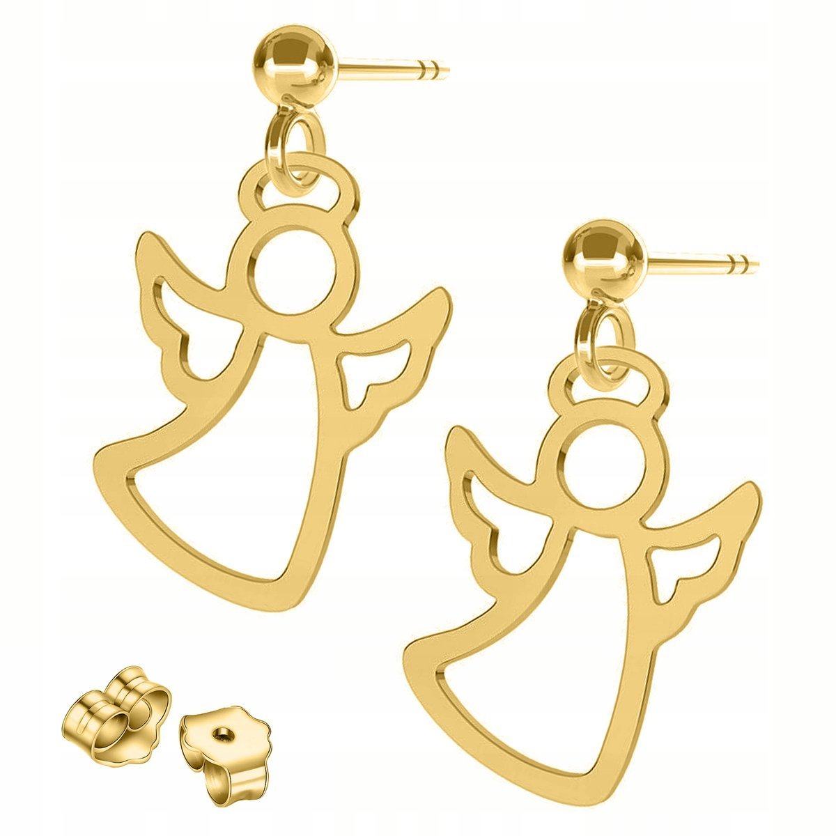 Złote Kolczyki Anioły Aniołki Anioł Angel Aniołek Stróż SREBRO 925