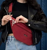 Nerki - Nerka XL z grubego nubuku tapicerskiego w kolorze ciemnej czerwieni. - miniaturka - grafika 1