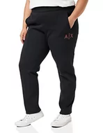 Spodnie damskie - Armani Exchange Damskie spodnie dresowe z podwójną twarzą, logo z przodu, Czarny, S - miniaturka - grafika 1