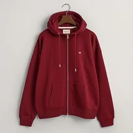 Bluzy damskie - GANT Damska bluza z kapturem Rel Shield Zip Hoodie, Plumped Red, XXL - miniaturka - grafika 1