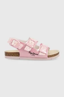 Buty dla dziewczynek - Pepe Jeans sandały dziecięce kolor różowy - grafika 1
