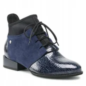 Botki damskie - Maciejka 04744-27 trzewiki botki damskie płaski obcas granatowe skóra r.39 - miniaturka - grafika 1