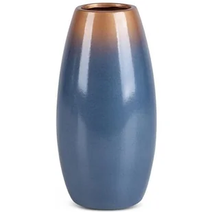 Wazon Dekoracyjny Ceramiczny Nessa 13X13X26 Niebieski + Złoty - Wazony i flakony - miniaturka - grafika 1