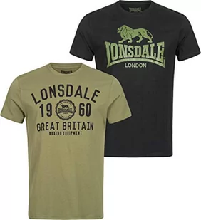 Lonsdale Męski T-shirt Bangor Double Pack Czarny/oliwkowy 4XL 114064 - Koszulki męskie - miniaturka - grafika 1