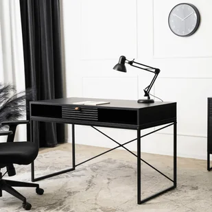 Biurko z Szufladą OASIS 120 cm Czarne Nowoczesne Loft - Biurka - miniaturka - grafika 1