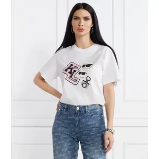 Karl Lagerfeld T-shirt ikonik varsity | Oversize fit - Koszulki i topy damskie - miniaturka - grafika 1