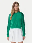 Swetry damskie - adidas Kardigan Fluffy JW5177 Zielony Regular Fit - miniaturka - grafika 1