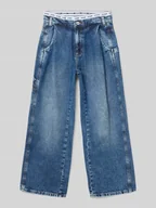 Spodnie i spodenki dla dziewczynek - Jeansy o kroju straight fit z wyhaftowanym logo - miniaturka - grafika 1