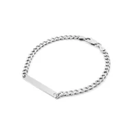 Bransolety męskie - Męska Bransoletka Prostokątna Blaszka, Łańcuszek Gruba Pancerka : Długość (Cm) - 23, Srebro - Kolor Pokrycia - Pokrycie Platyną,23 - miniaturka - grafika 1