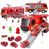 Samochody i pojazdy dla dzieci - Duży Wóz Strażacki Auto Straż Pożarna Światło Dźwięk Leje Wodę Zjeżdżalnia - miniaturka - grafika 1