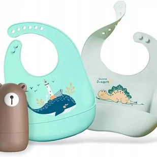 Śliniak Silikonowy z Kieszonką 2Szt Niebieski - Śliniaki i fartuszki - miniaturka - grafika 1