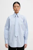 Koszule damskie - Karl Lagerfeld koszula bawełniana damska kolor niebieski relaxed z kołnierzykiem klasycznym B1W11002 - miniaturka - grafika 1