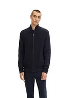 Swetry męskie - TOM TAILOR Męskie Kardigan ze stójką 1032303, 13160 - Knitted Navy Melange, S - miniaturka - grafika 1