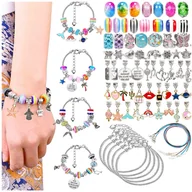 Prace ręczne dla dzieci - Zestaw do Robienia Biżuterii Bransoletek DIY 130elementów U746 - miniaturka - grafika 1