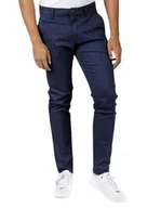 Spodnie męskie - Eleganckie SPODNIE MĘSKIE Chinosy Casual Tapered Fit granatowe W29 L30 - miniaturka - grafika 1