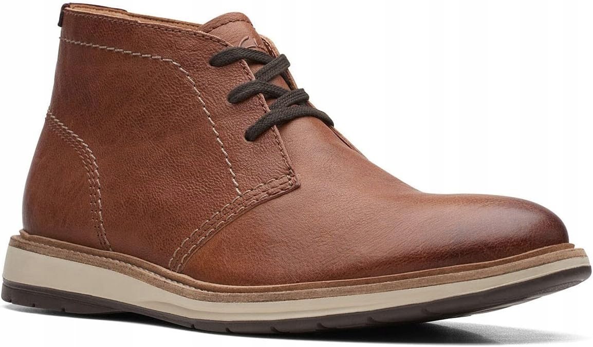CLARKS PÓŁBUTY MĘSKIE BRĄZOWE SKÓRZANE MIGDAŁOWY NOSEK 40 6AA