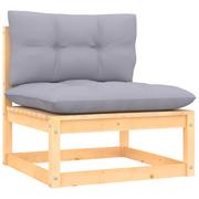 Fotele i krzesła ogrodowe - vidaXL Ogrodowe siedzisko środkowe z szarymi poduszkami lita sosna 805720 - miniaturka - grafika 1