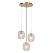 Lampy sufitowe - ALICENT 03450/03/02 lampa wisząca złota szkło przeźroczyste z deseniem 3xE27 - miniaturka - grafika 1