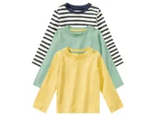 Bluzki dla niemowląt - lupilu® Koszulki niemowlęce z biobawełny, 3 sztuki (50/56, Granatowy, paski/zielony/żółty) - miniaturka - grafika 1