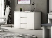 Komody - Komoda Megan K3 Z Szafkami I Szufladami 120 cm Biała - miniaturka - grafika 1