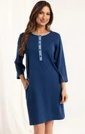 Piżamy damskie - Koszula nocna damska z rękawem 3/4 granatowa 165, Kolor granatowy, Rozmiar M, Regina - Primodo.com - miniaturka - grafika 1