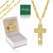 Biżuteria dla dzieci - PIĘKNY POZŁACANY ŁAŃCUSZEK SINGAPUR + KRZYŻYK 18K - miniaturka - grafika 1