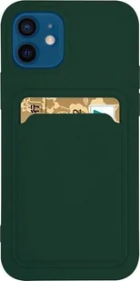 Card Case silikonowe etui portfel z kieszonk na kart dokumenty do Xiaomi Redmi 10X 4G / Xiaomi Redmi Note 9 ciemnozielony - Portfele - miniaturka - grafika 1