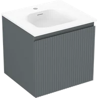 Szafki łazienkowe - Mexen Rivel szafka łazienkowa 50 cm z umywalką Vela, 1 szuflada, ryflowana , grafit mat/biała mat - 91A20-05047-1-BF66-W23M01 - miniaturka - grafika 1