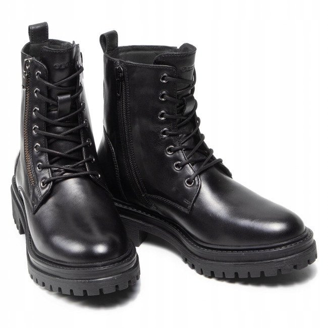 Geox Damskie Botki Czarne Skórzane Za Kostkę 41 Ż7A