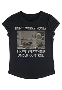 Marvel WandaVision-Under Control Rolled Sleeve t-shirt damski, czarny, M, czarny, M - Koszulki i topy damskie - miniaturka - grafika 1