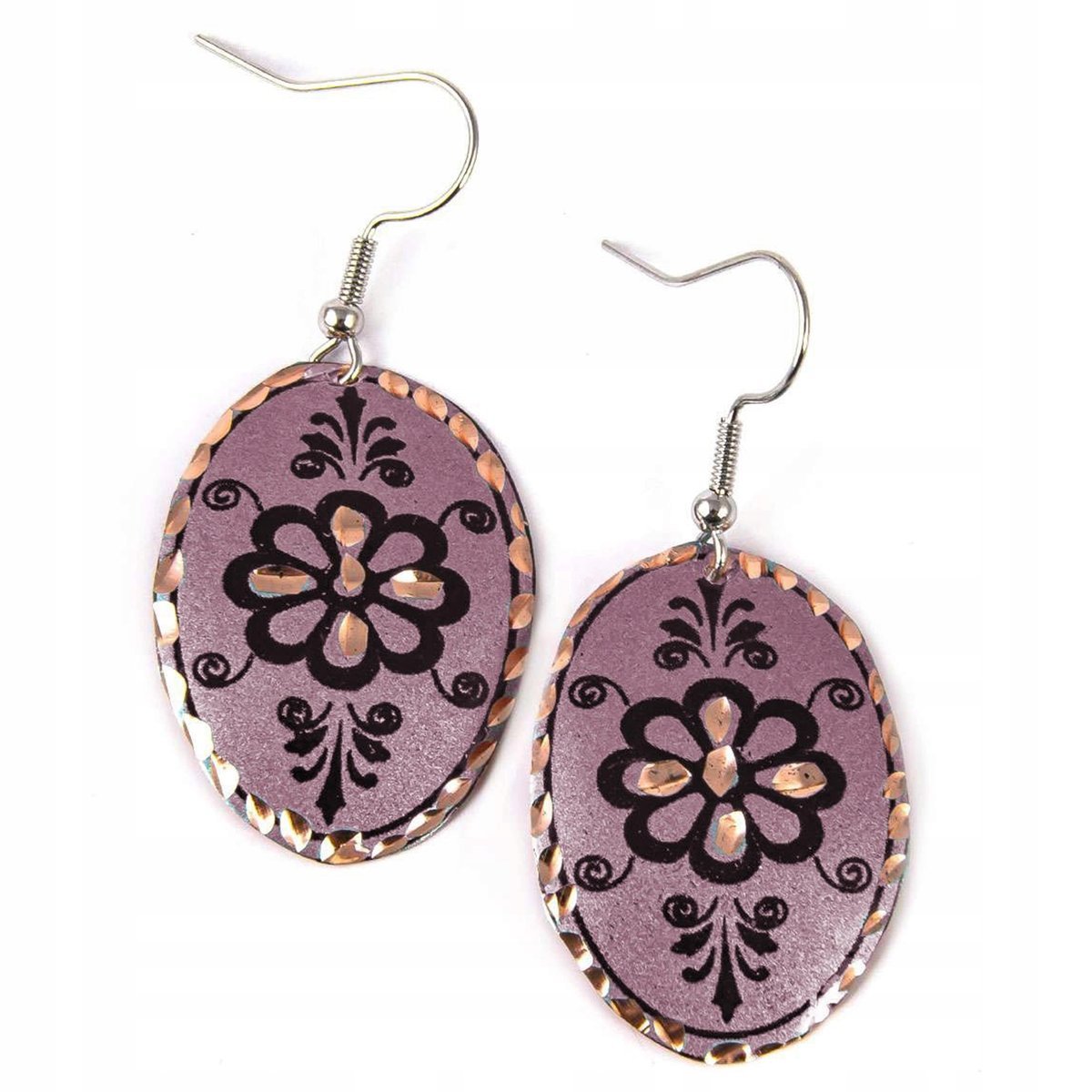 Kolczyki Z Miedzi Miedziane Rękodzieło Piękne Kwiaty Biżuteria Dla Kobiety