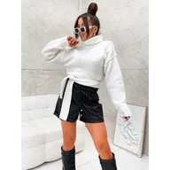 Swetry damskie - STAYHERE ROMA sweter golf wiązanie z tyłu ecru rozmiar uniwersalny - miniaturka - grafika 1