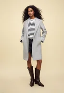 Płaszcze damskie - Stradivarius Miękki płaszcz średniej długości na guziki Popielaty M - miniaturka - grafika 1