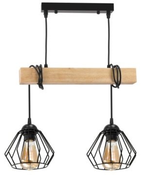 Lampa Sufitowa Wisząca Led Drewniana Belka 2x E27 Żyrandol Loft Brylant