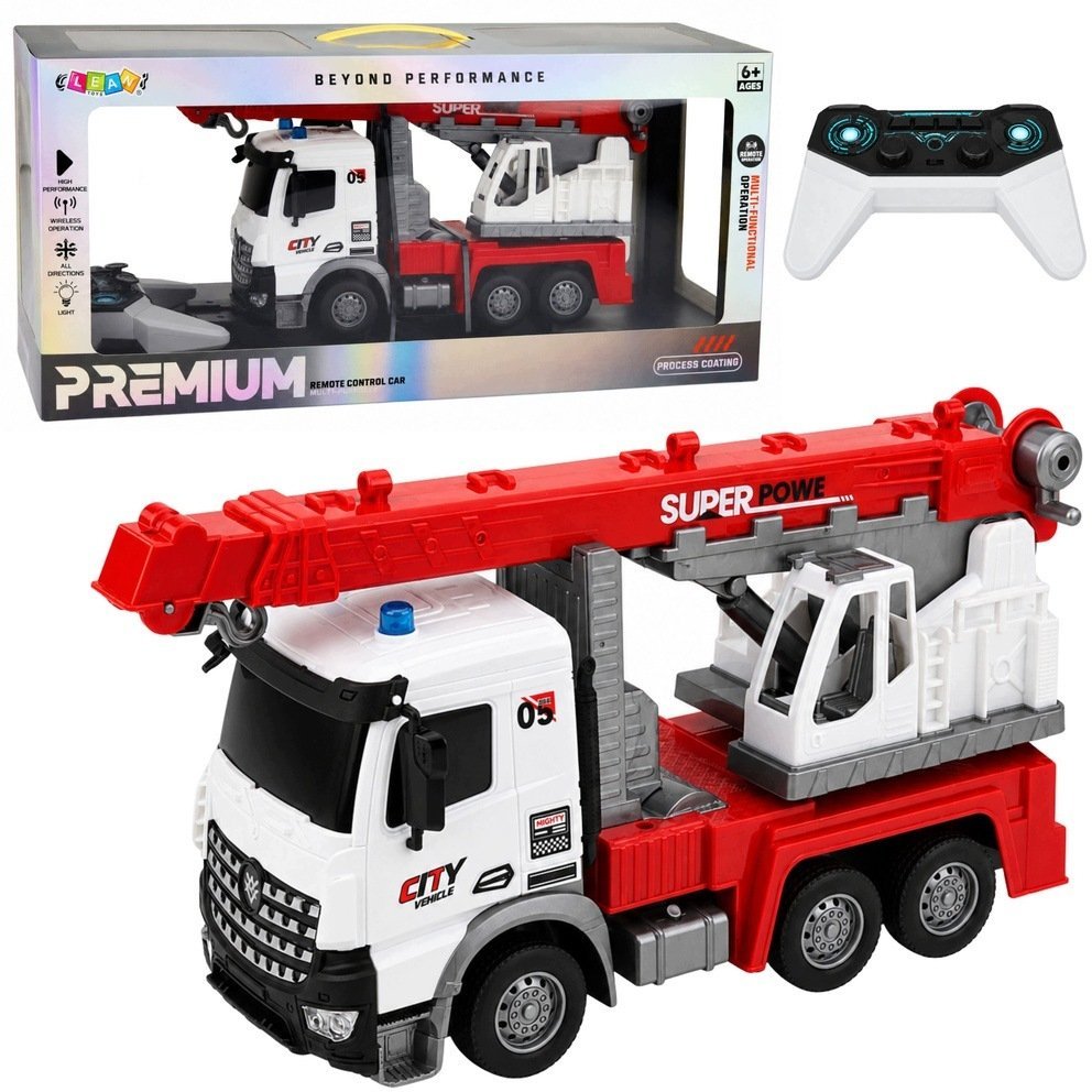 LeanToys Ciężarówka z Dźwigiem Zdalnie Sterowana RC Ruchomy Obrotowy Dźwig 1:14