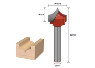 Frez kształtowy zaokrąglający wklęsły 6x16mm TCT 3D Carving - Frezy - miniaturka - grafika 1