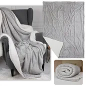 Koce - Szara narzuta/koc z barankiem, koc z mikropolaru, sherpa 220-230 g/m 150x200 cm - miniaturka - grafika 1