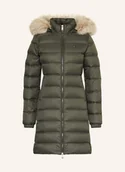 Płaszcze damskie - Tommy Jeans Płaszcz Puchowy Z Odpinanym Sztucznym Futrem gruen - miniaturka - grafika 1
