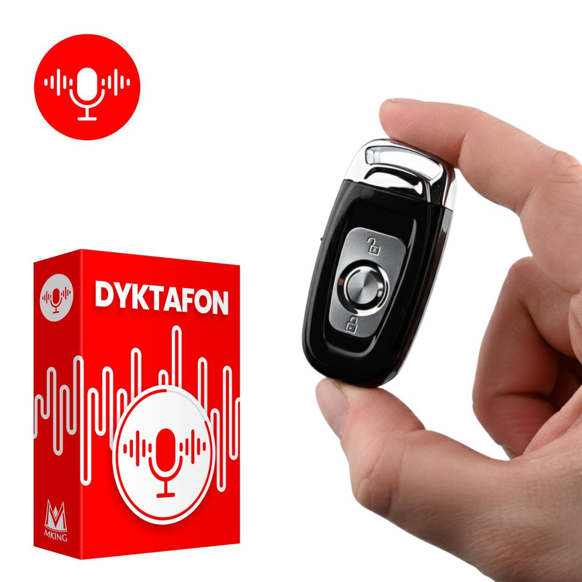 UKRYTY DYKTAFON W KLUCZYKU BRELOKU AKTYWACJA GŁOSEM PODSŁUCH SZPIEGOWSKI