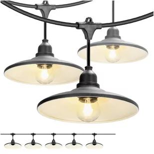 ZESTAW CRETE Girlanda ogrodowa 5m + kabel 5m + 5x klosz czarny M2 - Lampy ogrodowe - miniaturka - grafika 1