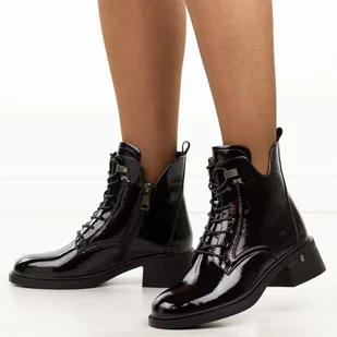 Czarne lakierowane botki damskie Vinceza 58602 - Botki damskie - miniaturka - grafika 1