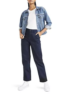 Spodnie damskie - Dockers Damskie spodnie z wysokim stanem, chinosy, proste, granatowy blezer, 26 - grafika 1
