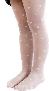 Zabawna elegancja dla dzieci: rajstopy dziecięce z wzorem w kropki 20 DEN białe 140/146 - Rajstopy dziecięce - miniaturka - grafika 1