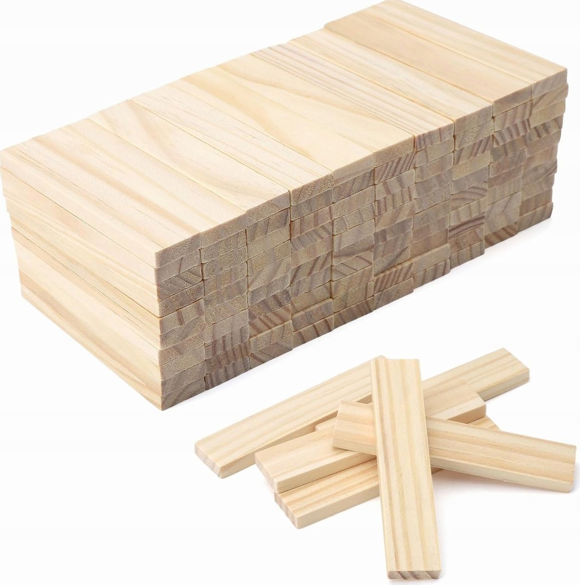 KLOCKI DREWNIANE 100 SZTUK 100X20X7 MM PATYKI LISTEWKI DO MAJSTERKOWANIA