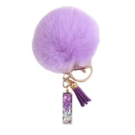 Breloki - Breloczek z pomponem fioletowym - litera I, stylowy dodatek - miniaturka - grafika 1