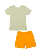 Bluzki damskie - Chłopięcy komplet bluzka + spodenki oliwkowy Nicol r.146 - miniaturka - grafika 1