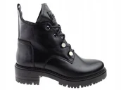 Botki damskie - CZARNE BOTKI TRZEWIKI NESSI 20748 SKÓRA LICOWA R.38 - miniaturka - grafika 1